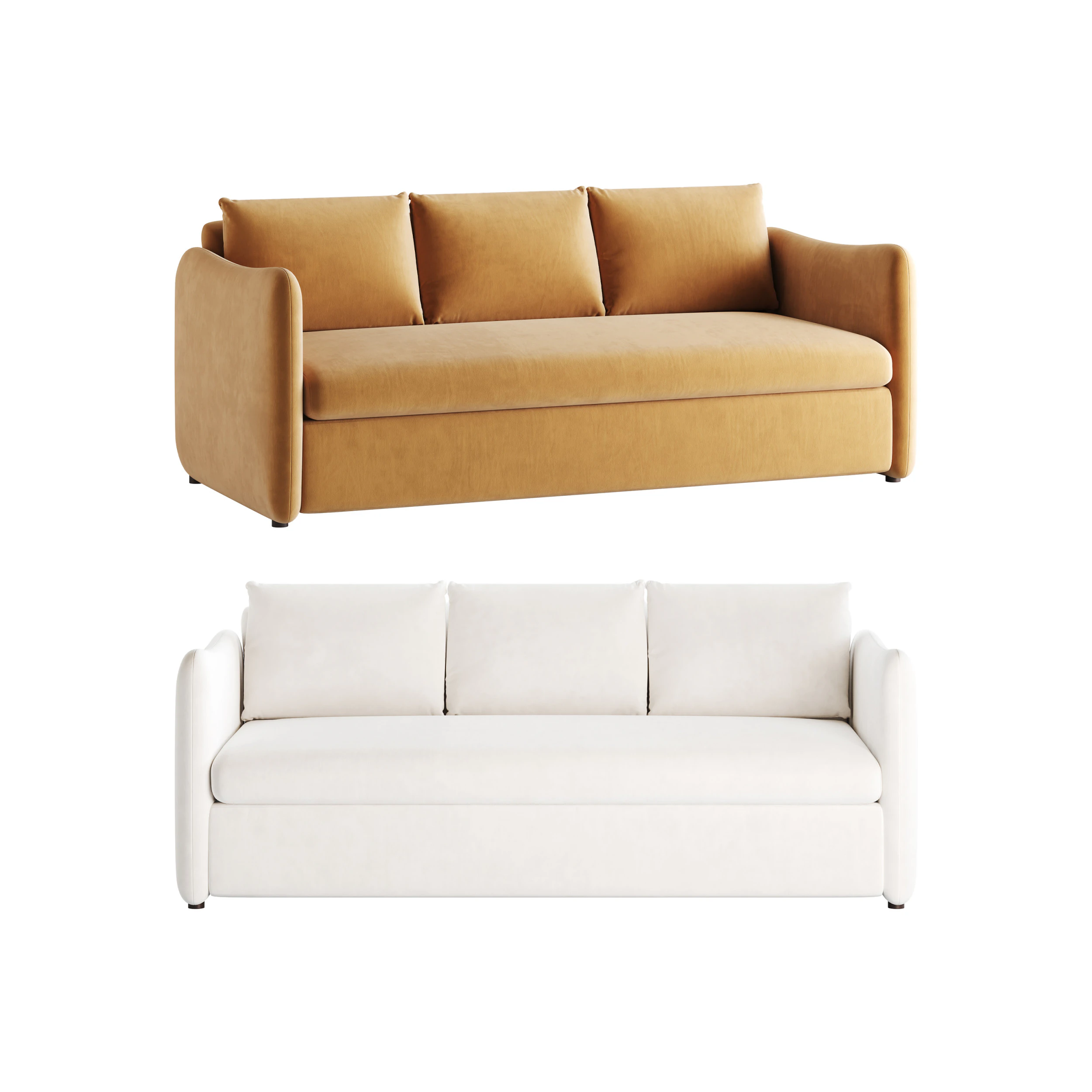 WHITE PERFORMANCE FABRIC SLEEPER SOFA 3D Model .c4d .max .obj .3ds .fbx .stl .blend