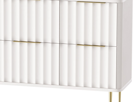 White Bedroom Dresser for Storage in Gold 3D Model
