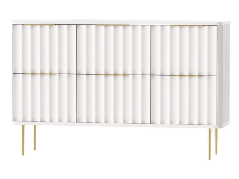 White Bedroom Dresser for Storage in Gold 3D Model