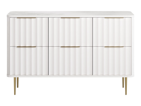 White Bedroom Dresser for Storage in Gold 3D Model