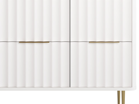 White Bedroom Dresser for Storage in Gold 3D Model