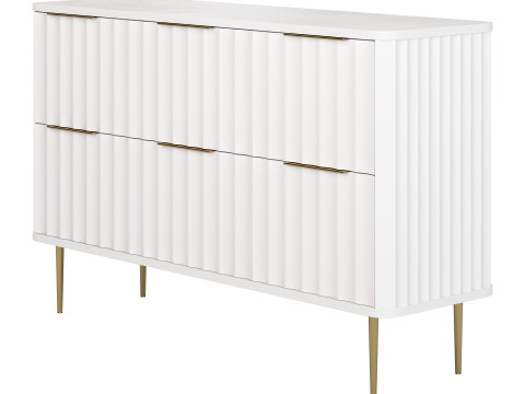 White Bedroom Dresser for Storage in Gold 3D Model