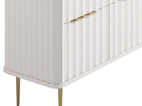 White Bedroom Dresser for Storage in Gold 3D Model