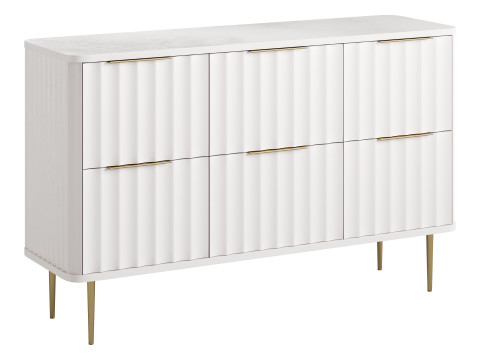White Bedroom Dresser for Storage in Gold 3D Model