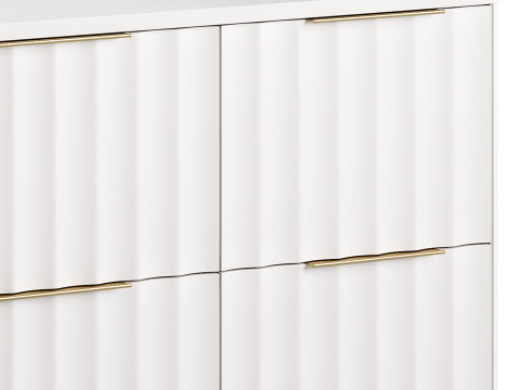 White Bedroom Dresser for Storage in Gold 3D Model