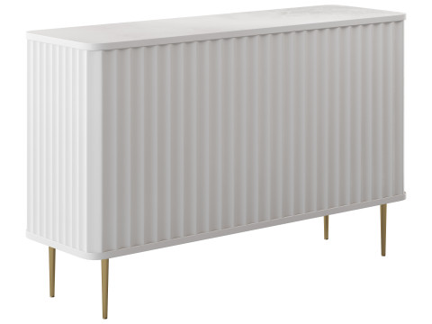 White Bedroom Dresser for Storage in Gold 3D Model