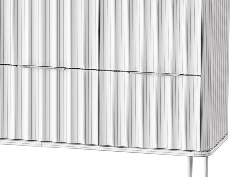 White Bedroom Dresser for Storage in Gold 3D Model