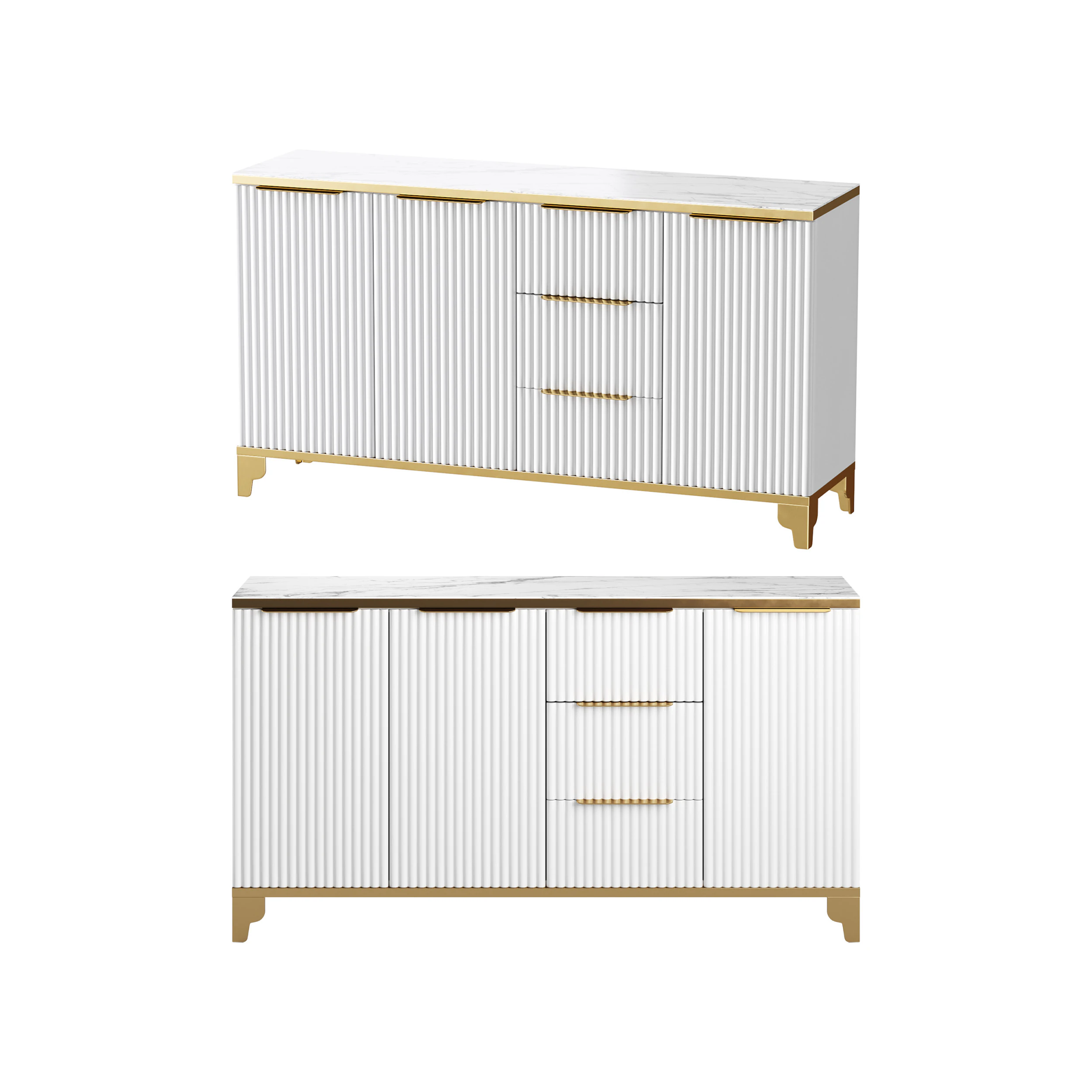 White Sideboard with Tempered Glass 3D Model .c4d .max .obj .3ds .fbx .stl .blend 