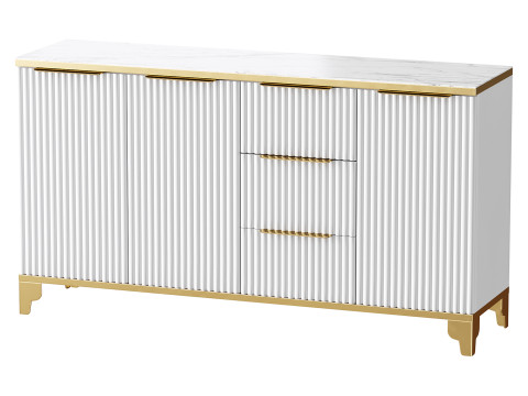 White Sideboard with Tempered Glass 3D Model
