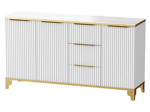 White Sideboard with Tempered Glass 3D Model