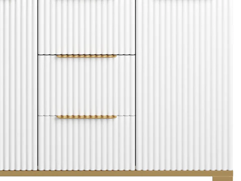 White Sideboard with Tempered Glass 3D Model