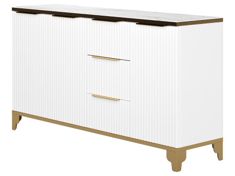 White Sideboard with Tempered Glass 3D Model