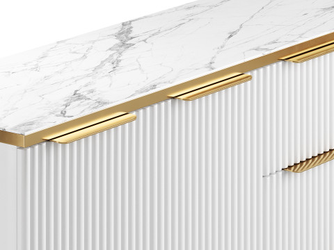 White Sideboard with Tempered Glass 3D Model