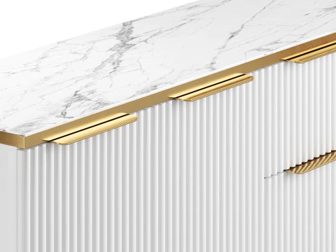 White Sideboard with Tempered Glass 3D Model