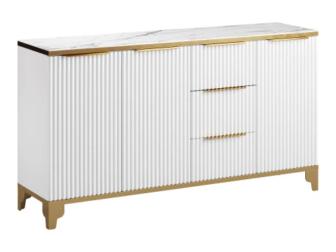 White Sideboard with Tempered Glass 3D Model