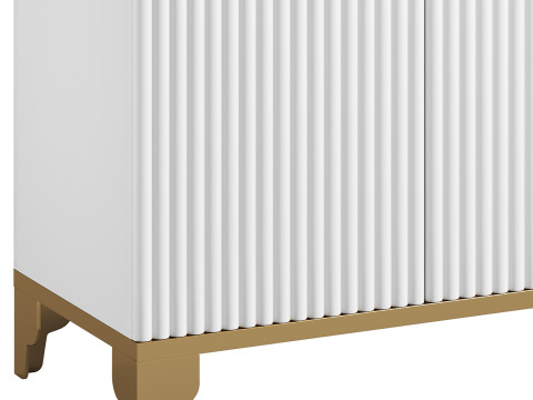 White Sideboard with Tempered Glass 3D Model