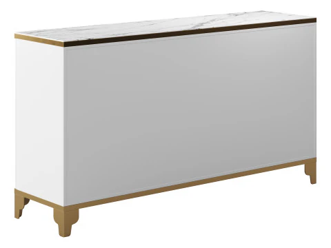 White Sideboard with Tempered Glass 3D Model
