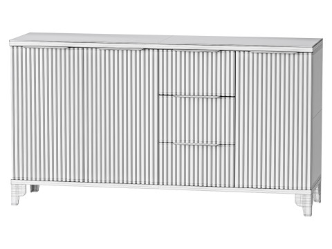 White Sideboard with Tempered Glass 3D Model