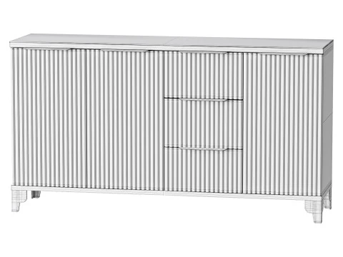 White Sideboard with Tempered Glass 3D Model