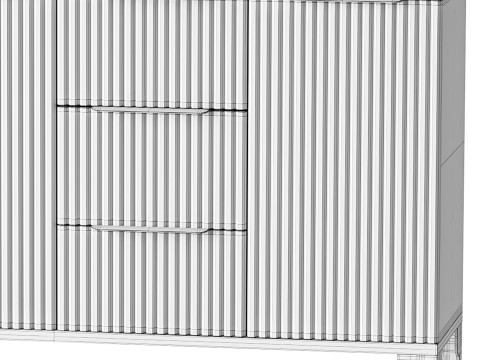 White Sideboard with Tempered Glass 3D Model