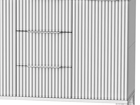 White Sideboard with Tempered Glass 3D Model
