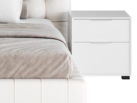 White Upholstered Panel Bed 3D Модель