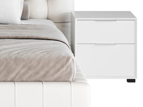 Wei&szlig;es gepolstertes Paneelbett 3D Modell