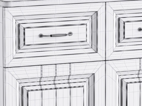 White Wooden Buffets 3D Model