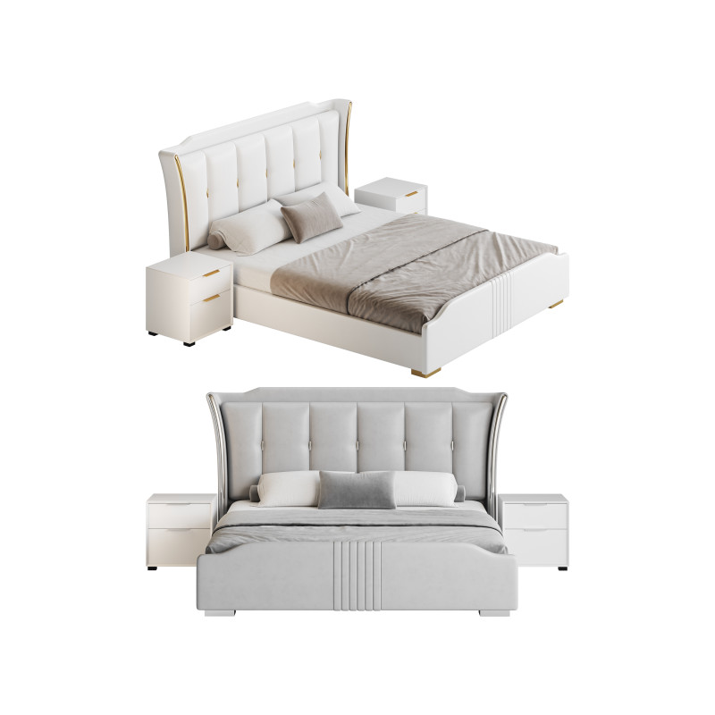 Wide Victorian Wingback Bed 3D Модель .c4d .max .obj .3ds .fbx .stl .blend 