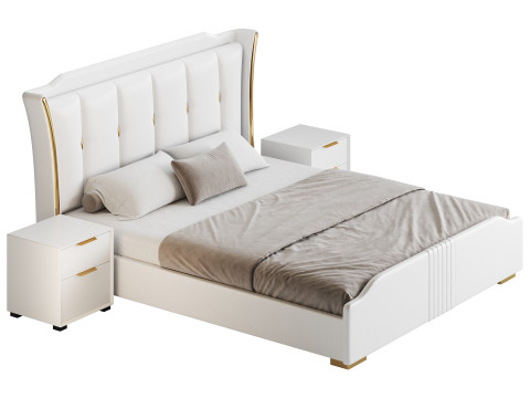 Wide Victorian Wingback Bed 3D Модель