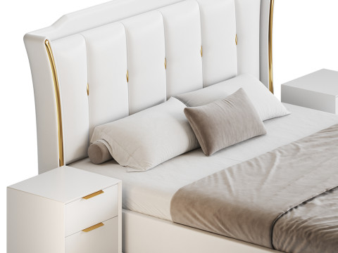 Wide Victorian Wingback Bed 3D Модель