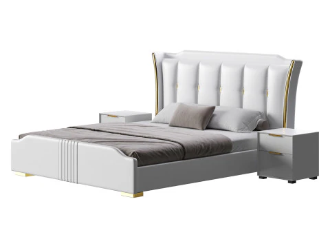 Grand lit &agrave; oreilles victorien Modèle 3D