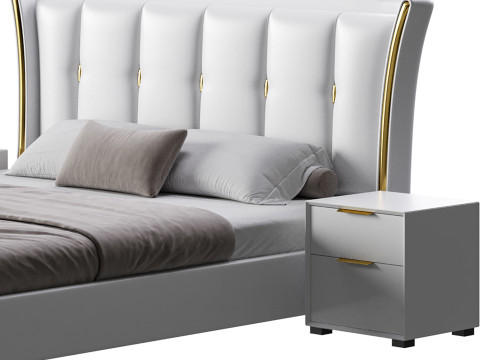 Wide Victorian Wingback Bed 3D Модель