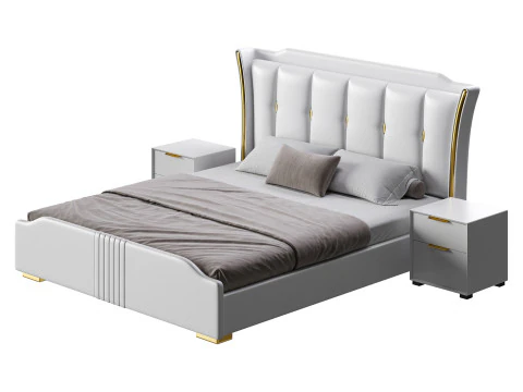 Grand lit &agrave; oreilles victorien Modèle 3D