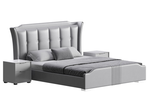 Wide Victorian Wingback Bed 3D Модель