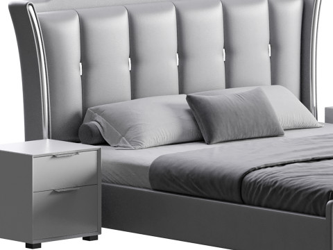Wide Victorian Wingback Bed 3D Модель