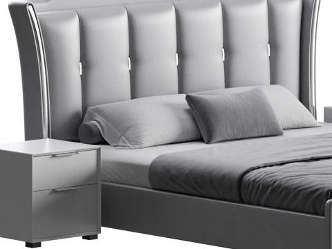 Grand lit &agrave; oreilles victorien Modèle 3D