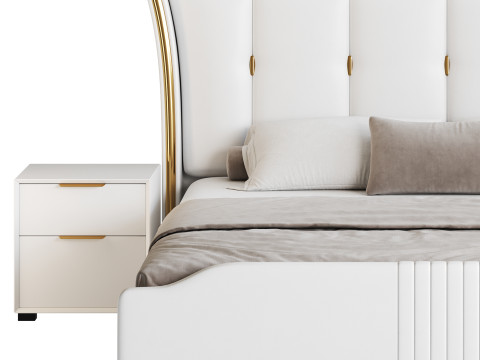 Wide Victorian Wingback Bed 3D Модель