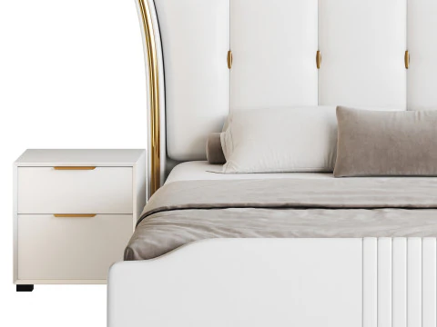 Grand lit &agrave; oreilles victorien Modèle 3D