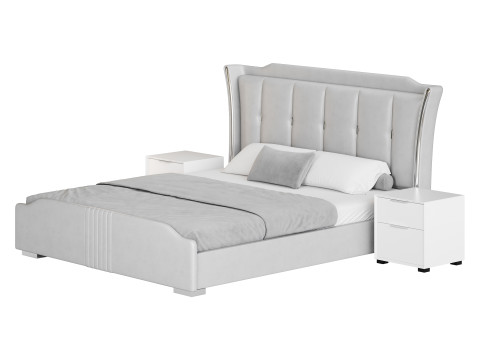 Wide Victorian Wingback Bed 3D Модель