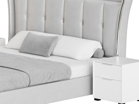 Wide Victorian Wingback Bed 3D Модель