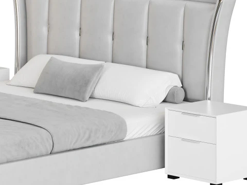 Grand lit &agrave; oreilles victorien Modèle 3D