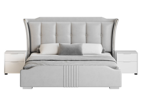 Wide Victorian Wingback Bed 3D Модель