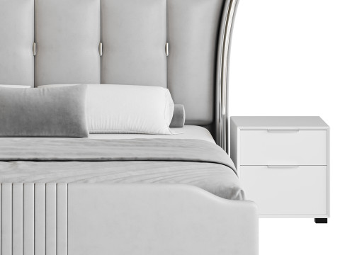 Wide Victorian Wingback Bed 3D Модель