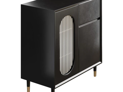 Wood Glam Sideboard Credenza 1 3D Model