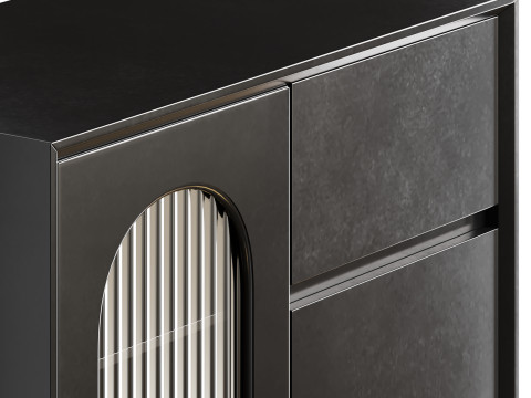 Wood Glam Sideboard Credenza 1 3D 模型