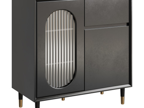 Wood Glam Sideboard Credenza 1 3D 模型