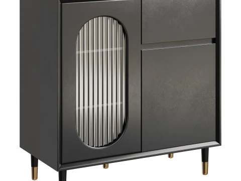 Wood Glam Sideboard Credenza 1 3D Model