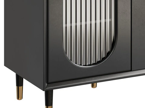 Wood Glam Sideboard Credenza 1 3D Model