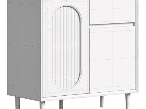 Wood Glam Sideboard Credenza 1 3D Model